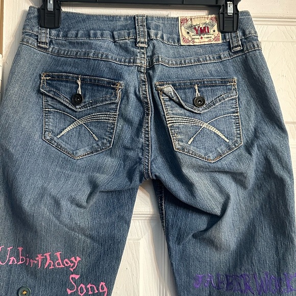 YMI Vintage hand painted Alice in wonderlands jeans - size 1 - Picture 8 of 12
